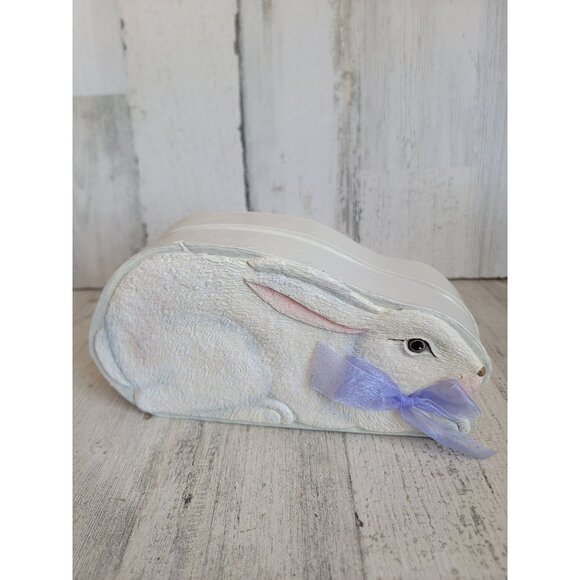 Vintage paper Easter white bunny box container decor - Picture 1 of 8